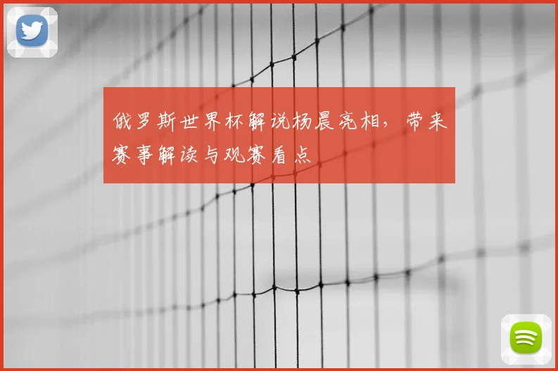 俄罗斯世界杯解说杨晨亮相,带来赛事解读与观赛看点