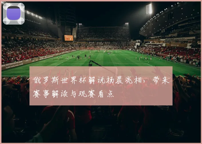 俄罗斯世界杯解说杨晨亮相,带来赛事解读与观赛看点